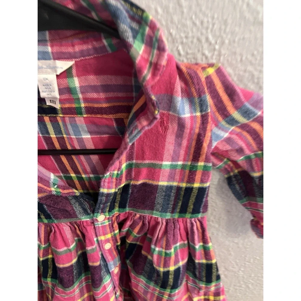 Ralph Lauren Girls Plaid Button Down Dress‎ Size 18 Months